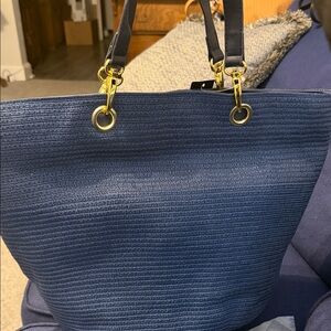 Classic Navy Tote Bag with Gold Hardware - Women Bags